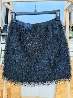 Black Fringe Texture Mini Skirt - Women's